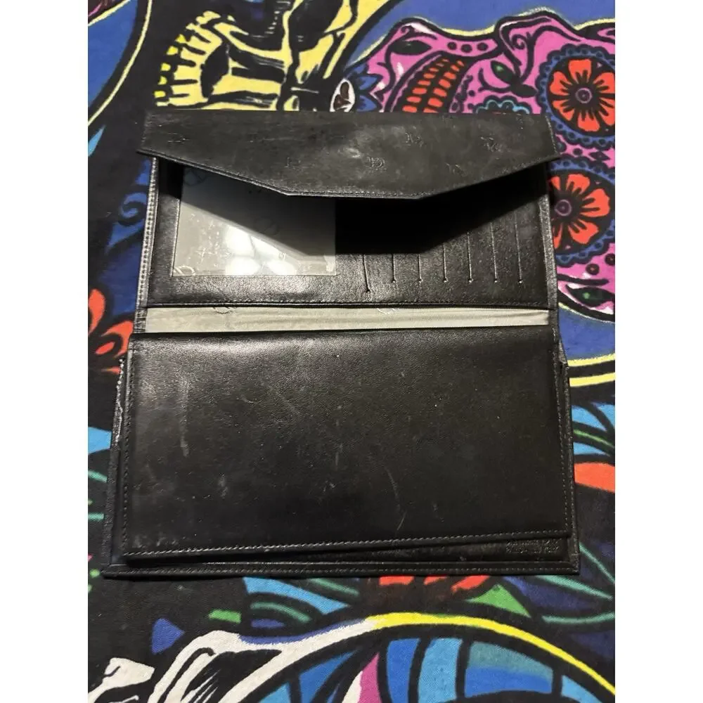 Christian Dior Vintage Black Byfold Leather Wallet. Flawed Check Pictures Usable